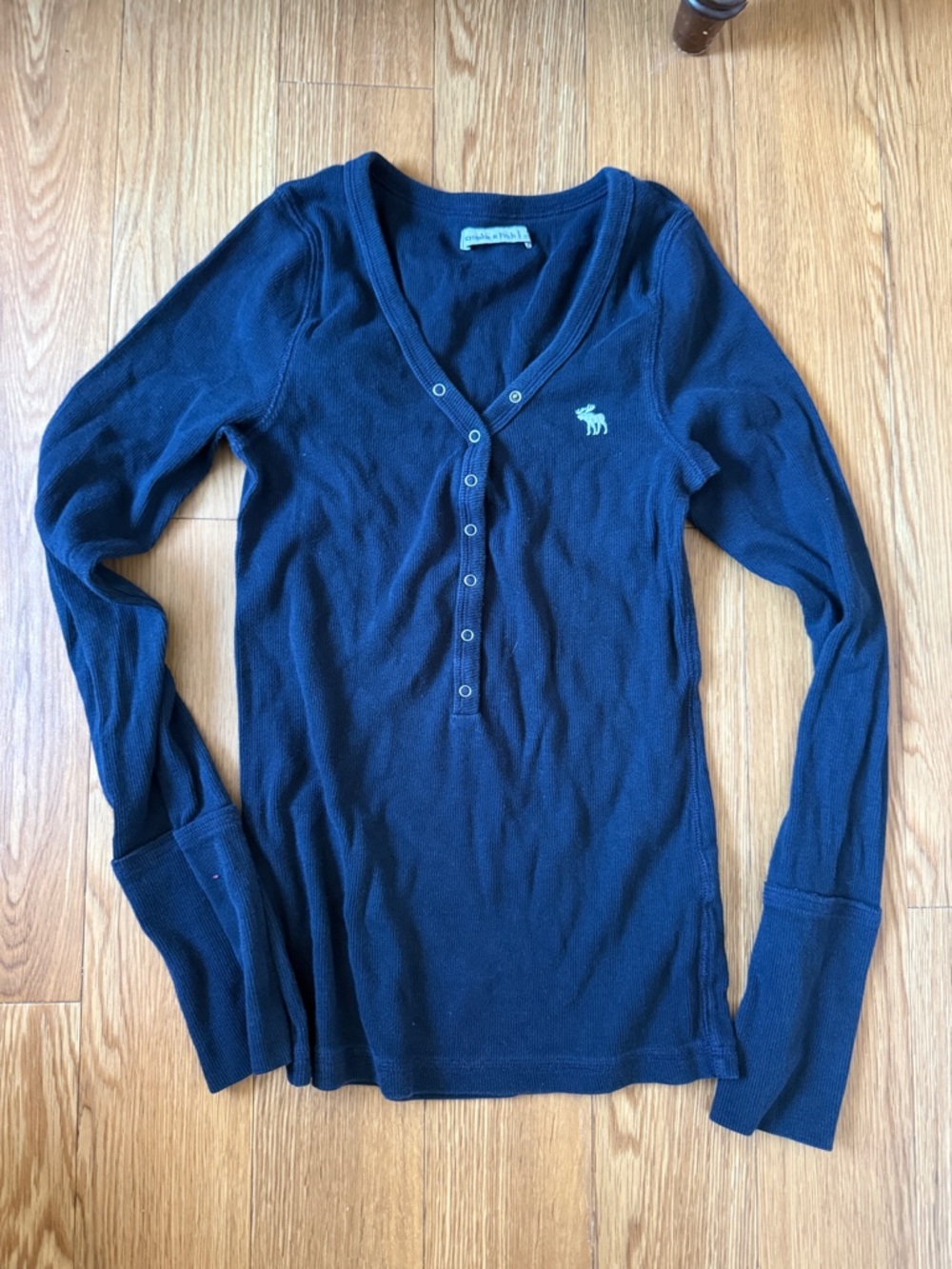 Abercrombie & Fitch Navy Long Sleeve Henley Top